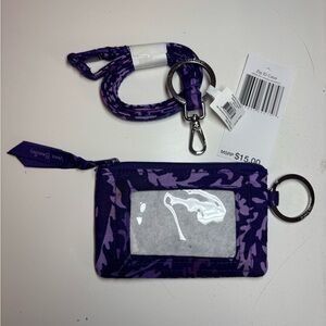Vera Bradley Purple Paisley Amethyst zip ID Case with Lanyard